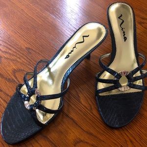 Nina Black Heeled Sandals - New | 8